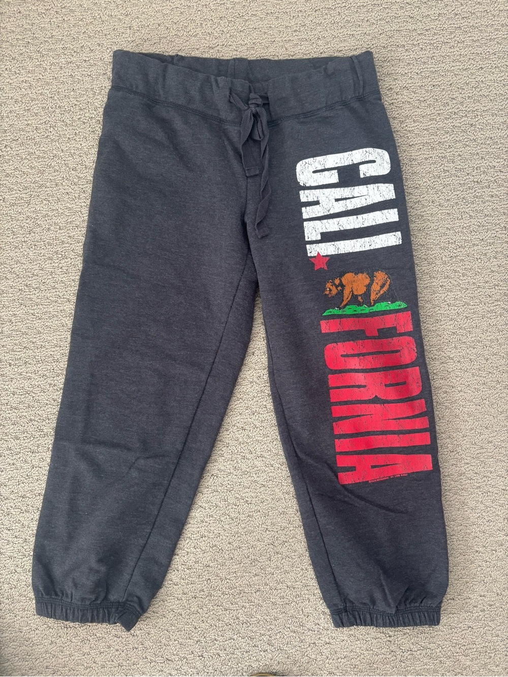 California Graphic Capri Style Jogger Pants - Charcoal